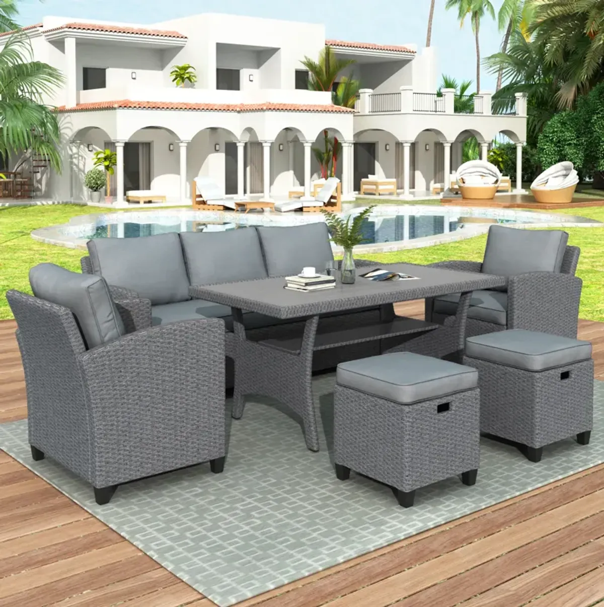 Merax Outdoor Patio Garden Backyard Sofa Chair Set