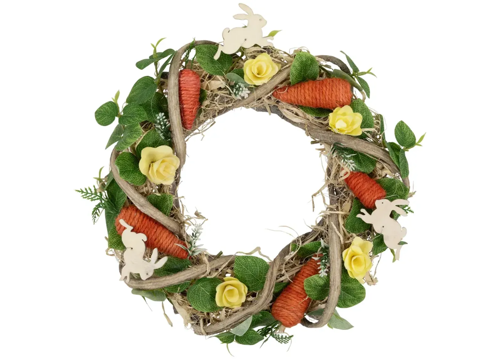 Mixed Floral and Carrots Artificial Easter Wreath - 11.5"