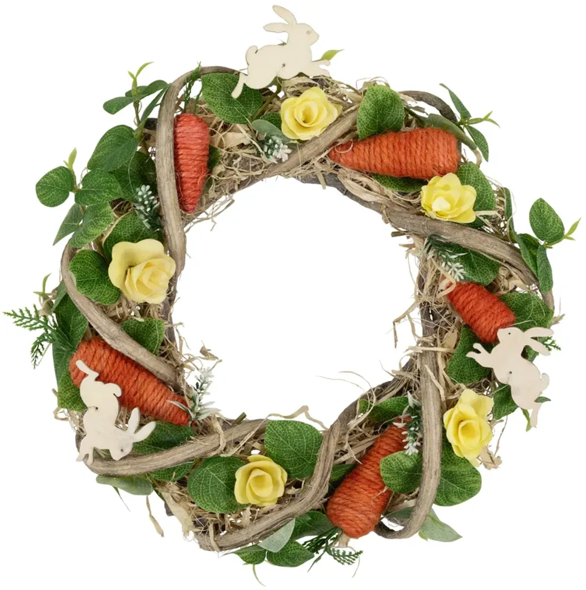 Mixed Floral and Carrots Artificial Easter Wreath - 11.5"