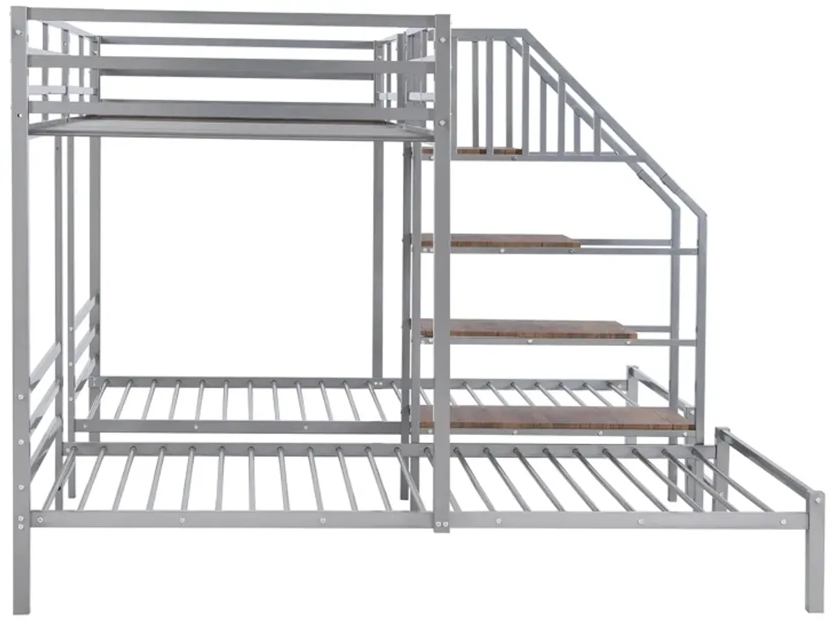 Merax Triple Bunk Bed with Storage Shelves