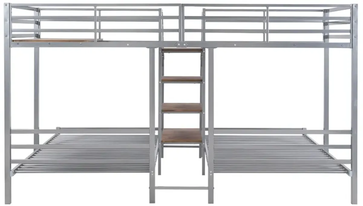 Merax Triple Bunk Bed with Storage Shelves