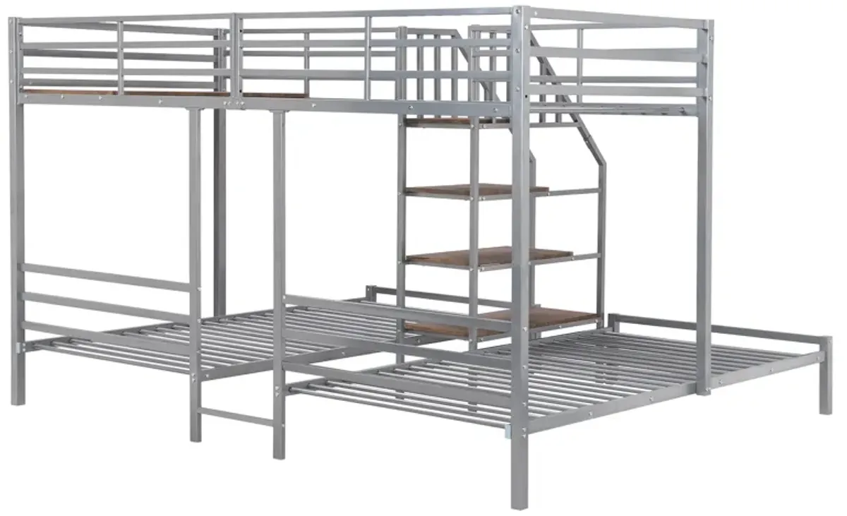 Merax Triple Bunk Bed with Storage Shelves