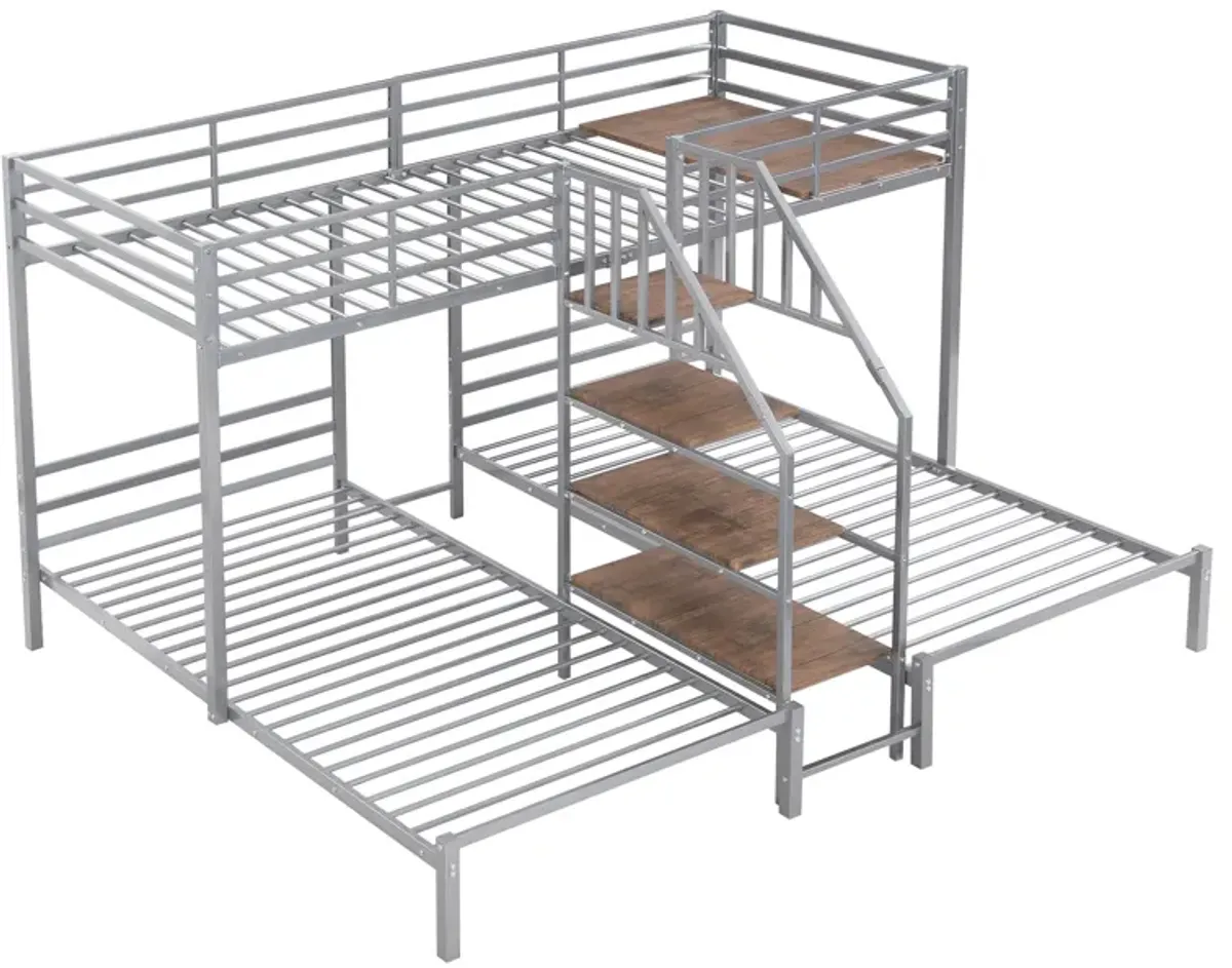 Merax Triple Bunk Bed with Storage Shelves