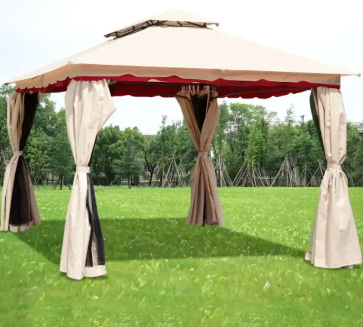 13" x 10" Outdoor Art Steel Frame Gazebo Canopy with Netting