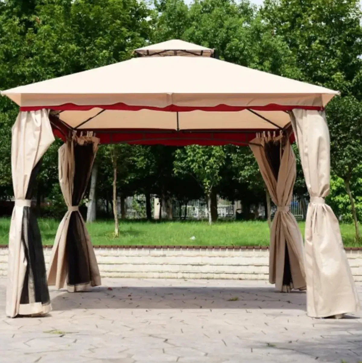 13" x 10" Outdoor Art Steel Frame Gazebo Canopy with Netting