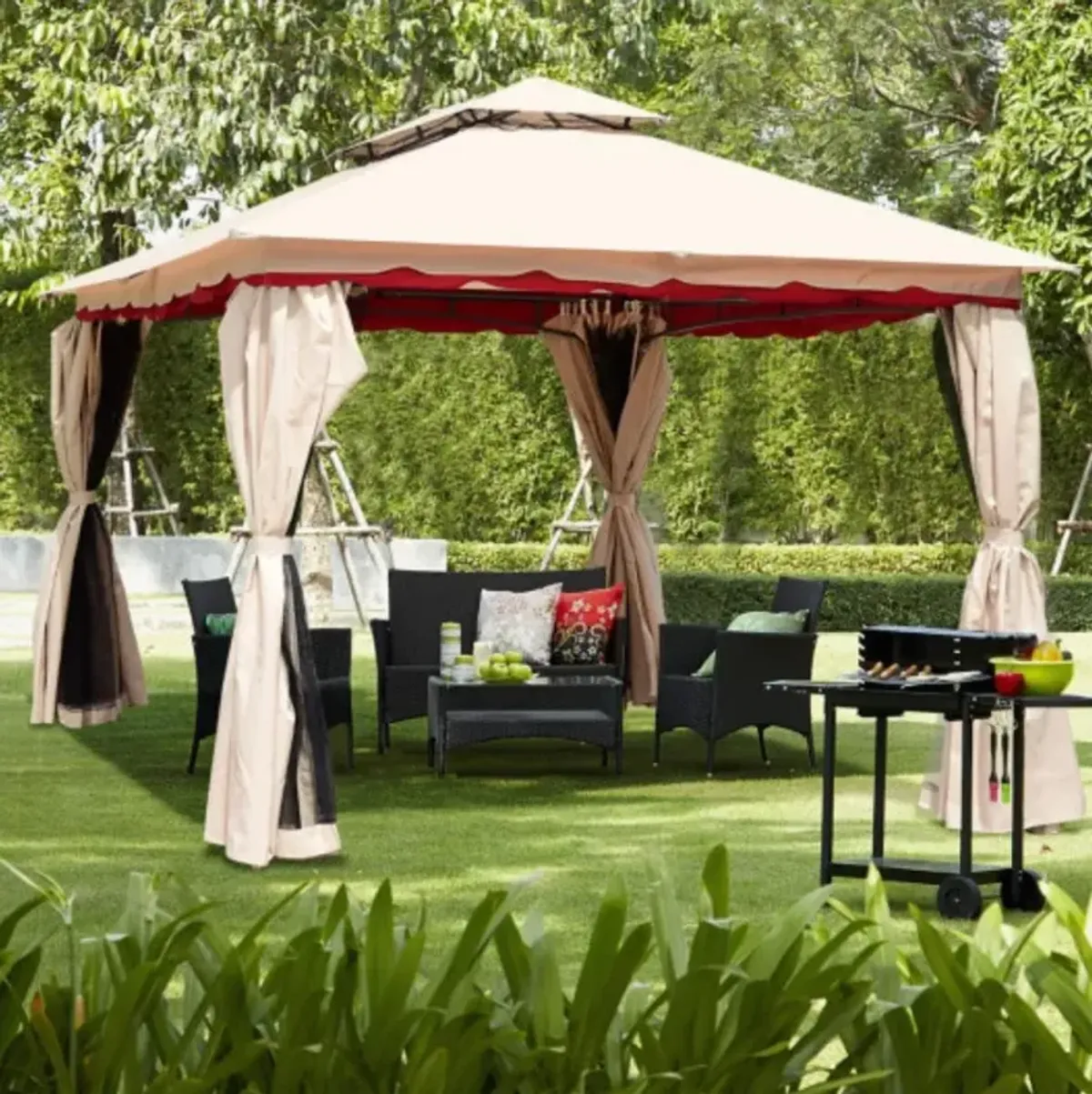 13" x 10" Outdoor Art Steel Frame Gazebo Canopy with Netting