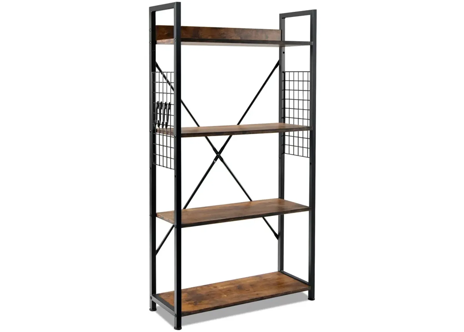 4 -Tier Industrial Open Storage Bookshelf-Coffee