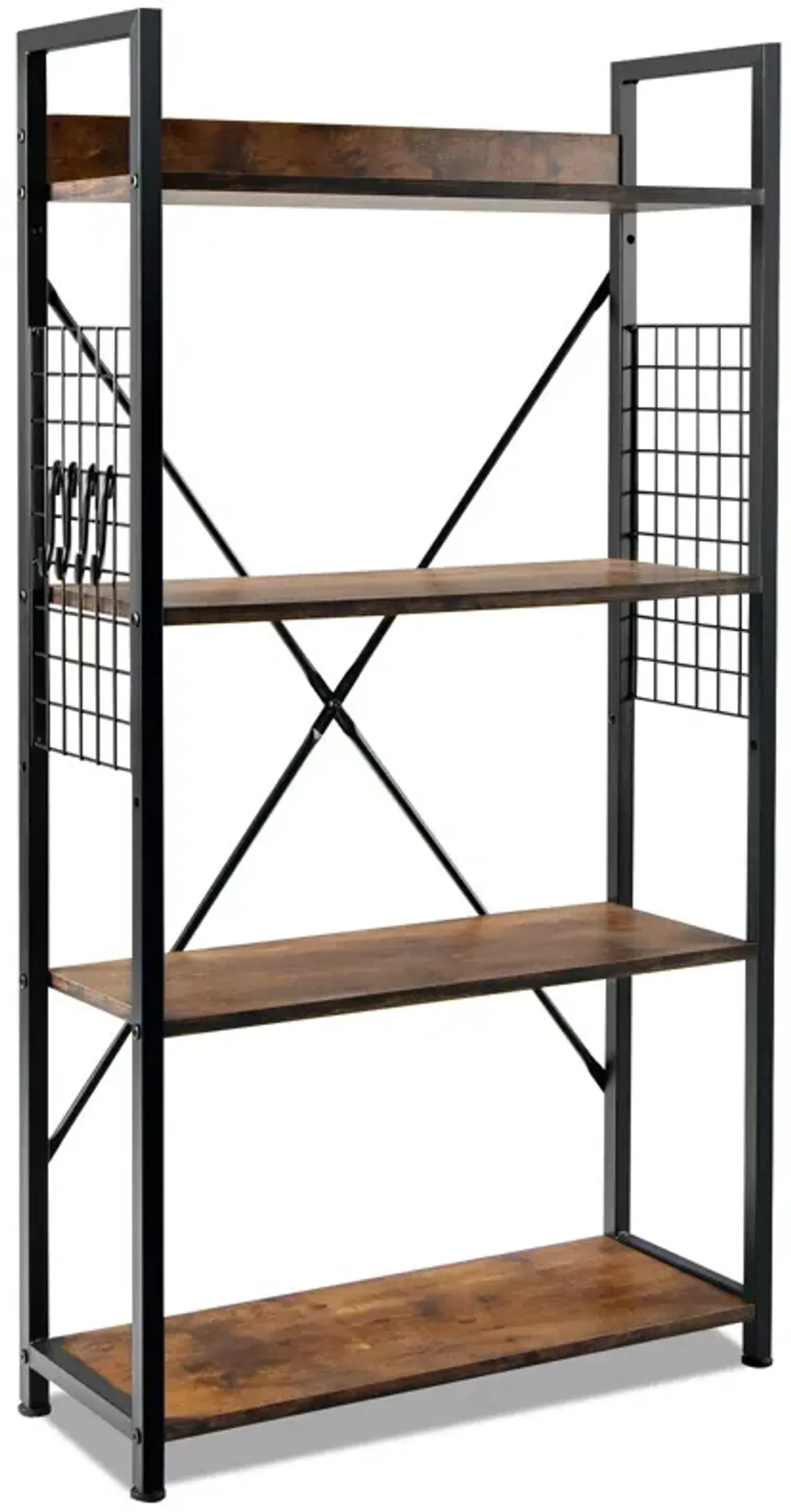 4 -Tier Industrial Open Storage Bookshelf-Coffee