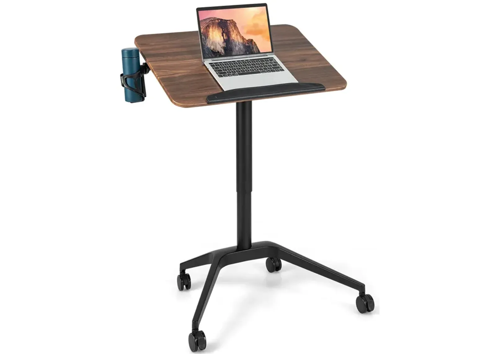 Pneumatic Standing Desk with Anti-fall Baffle and Cup Holder