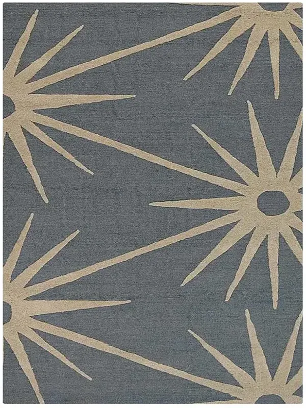 RUGSOTIC CARPETS HAND TUFTED WOOL ECO-FRIENDLY AREA RUGS  - 5'x8', Rectangle Shape, Charcoal & White, Floral Modern Design, High Pile Handmade Area Rugs for Living Room, Bed Room (K00202)