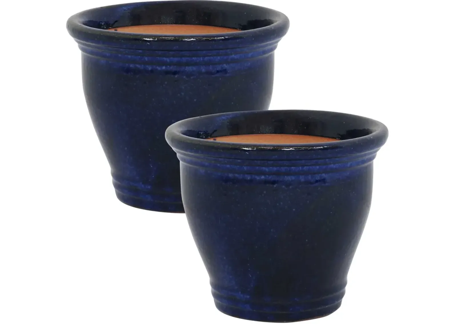 Sunnydaze Set of 2 Studio Glazed Ceramic Planter - 11"