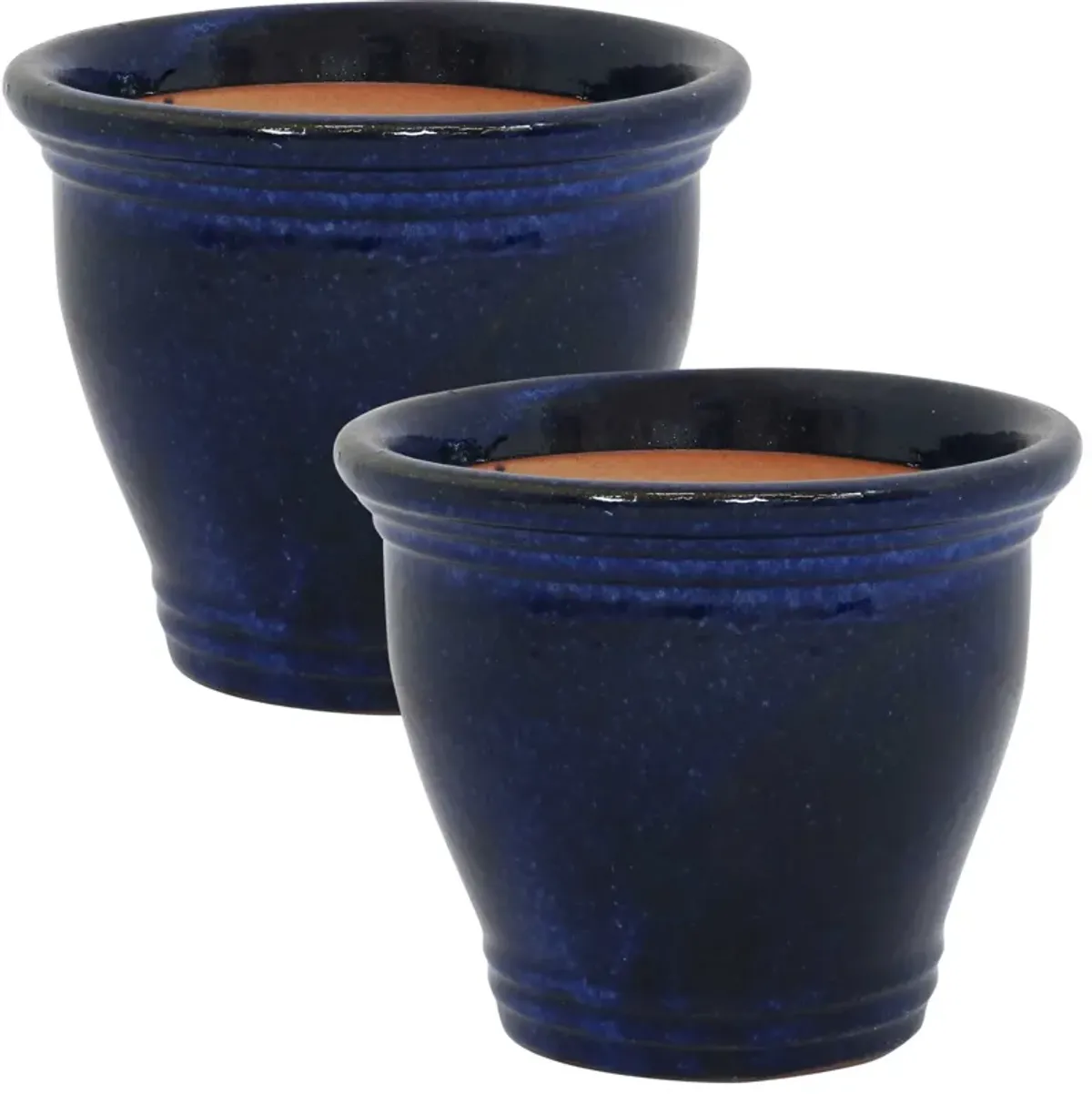 Sunnydaze Set of 2 Studio Glazed Ceramic Planter - 11"