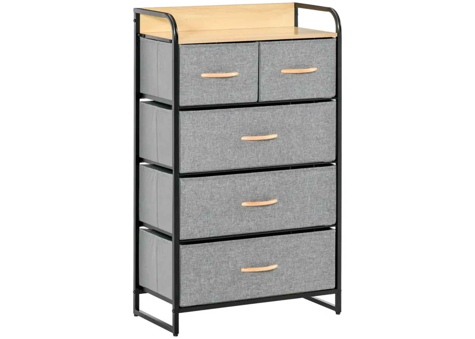 Light Gray Bedroom Tower: 5-Drawer Dresser with Steel Frame