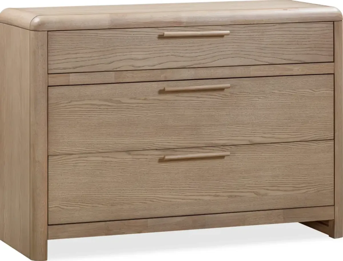 Furano Three Drawer Ash Wood Bachelor Chest in Ginger