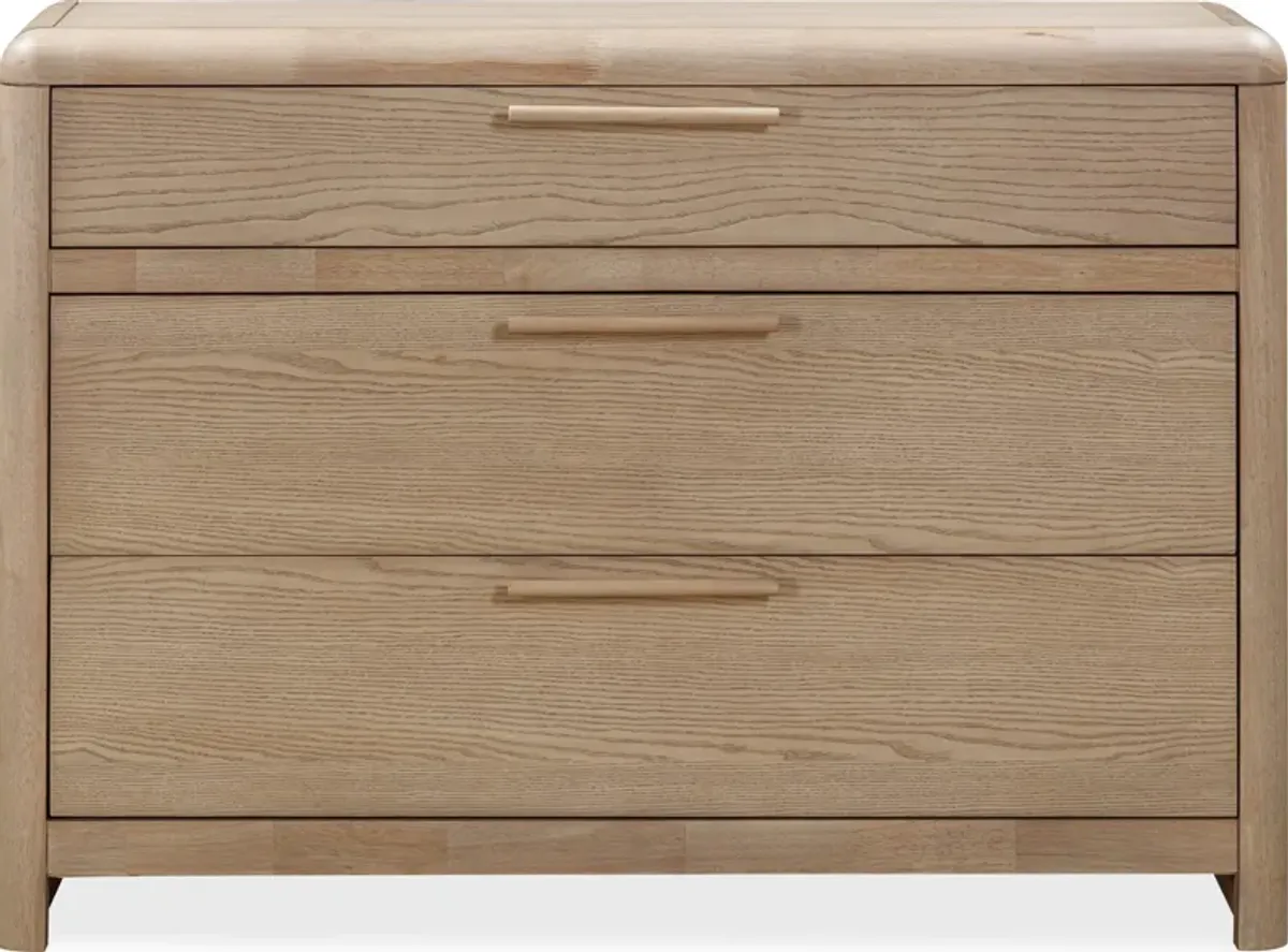 Furano Three Drawer Ash Wood Bachelor Chest in Ginger