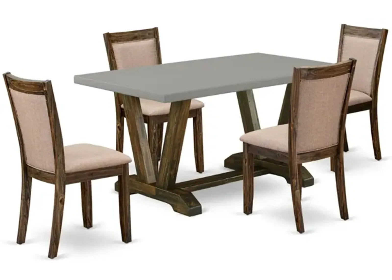 East West Furniture V796MZ716-5 5Pc Dinette Set - Rectangular Table and 4 Parson Chairs - Multi-Color Color