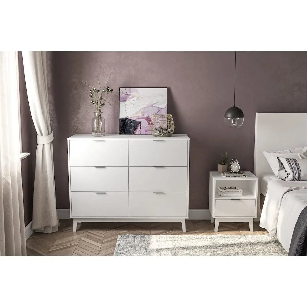 Polifurniture Victoria Modern 6 Drawer Double Dresser, White