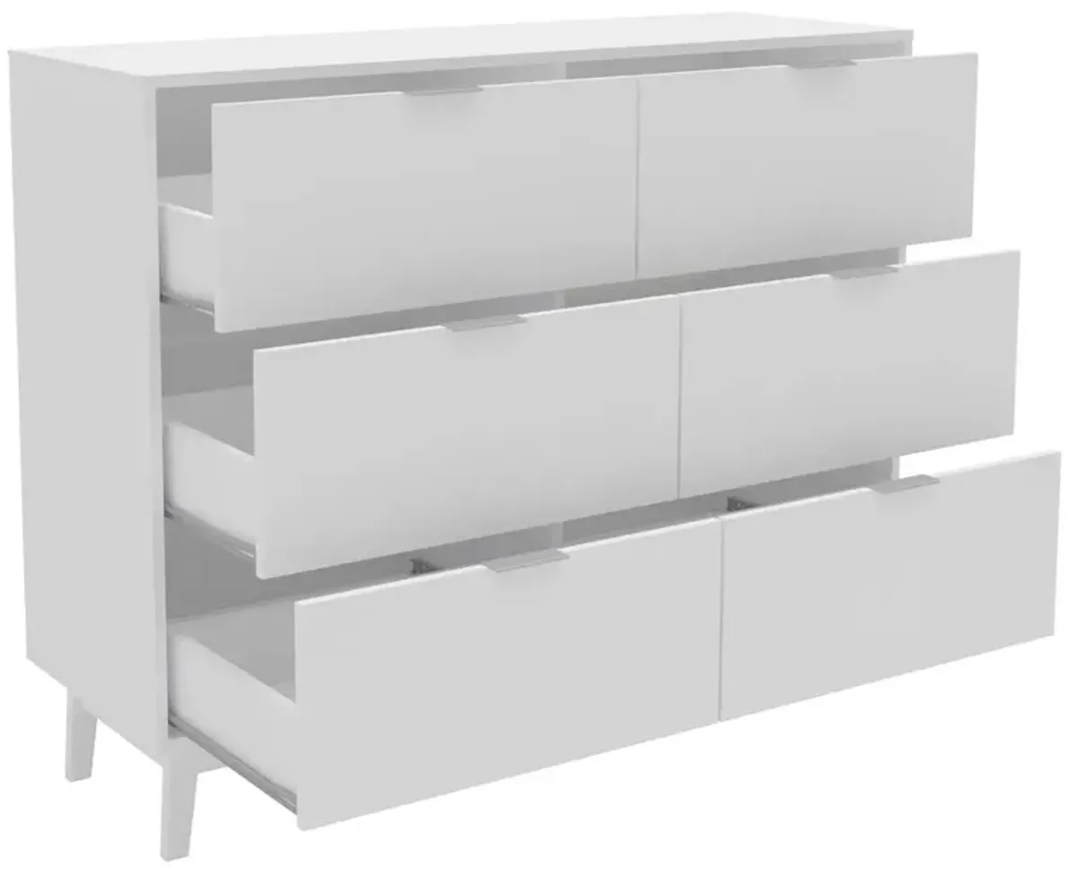 Polifurniture Victoria Modern 6 Drawer Double Dresser, White