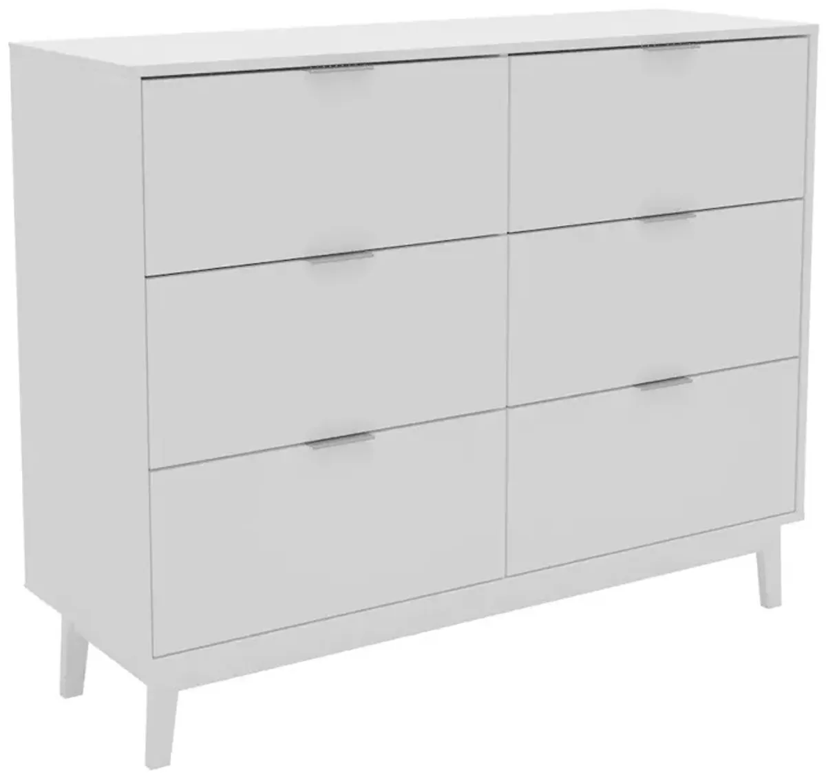 Polifurniture Victoria Modern 6 Drawer Double Dresser, White