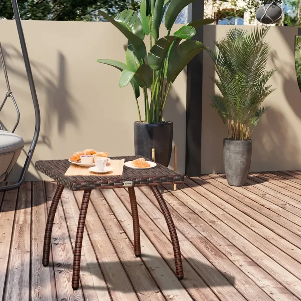 Outdoor Side Table: Wicker Patio Furniture with All-Weather Material