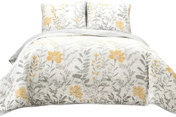 Thin Floral Quilt Set Cotton Polyester Blend for Stylish Bedding and Comfort
