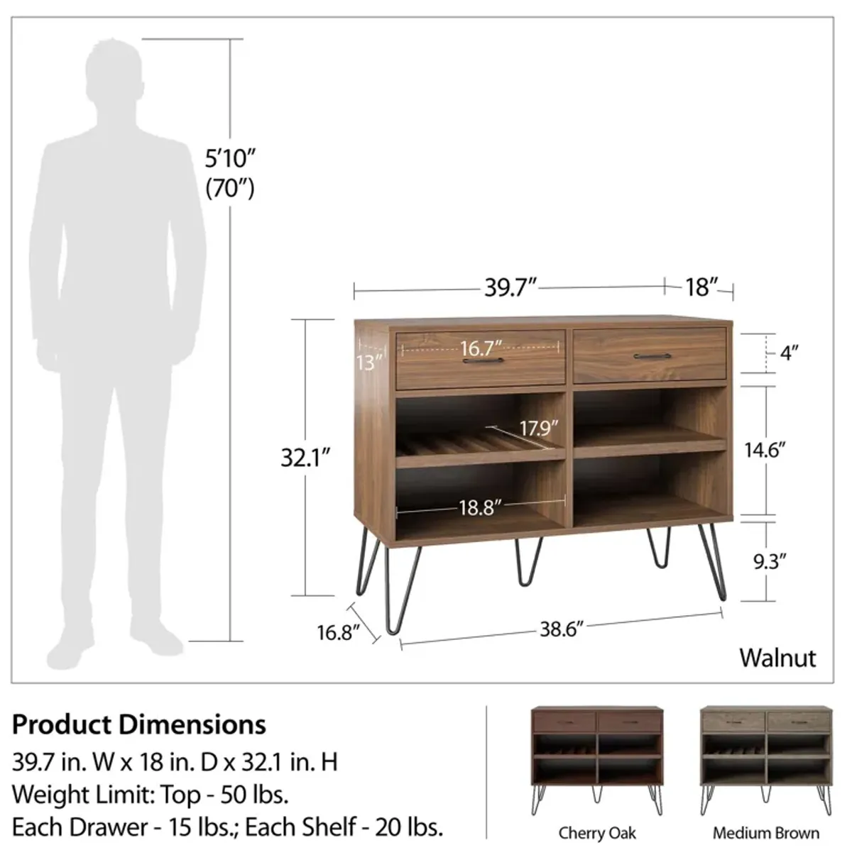 Ameriwood Home Pino Valley Beverage Cabinet, Cherry Oak