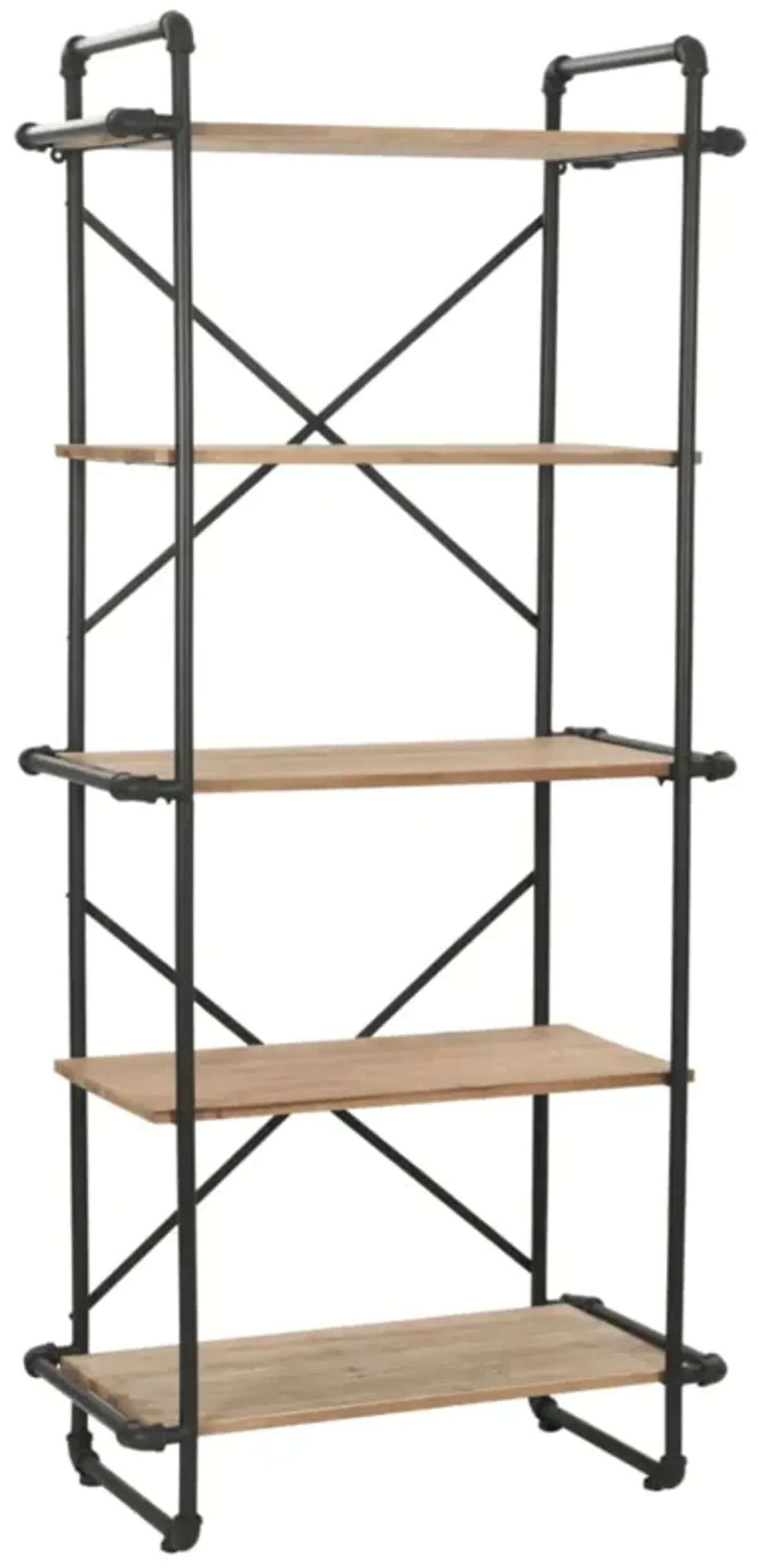 vidaXL Bookcase Solid Firwood and Steel 31.4"x16.5"x70.8"