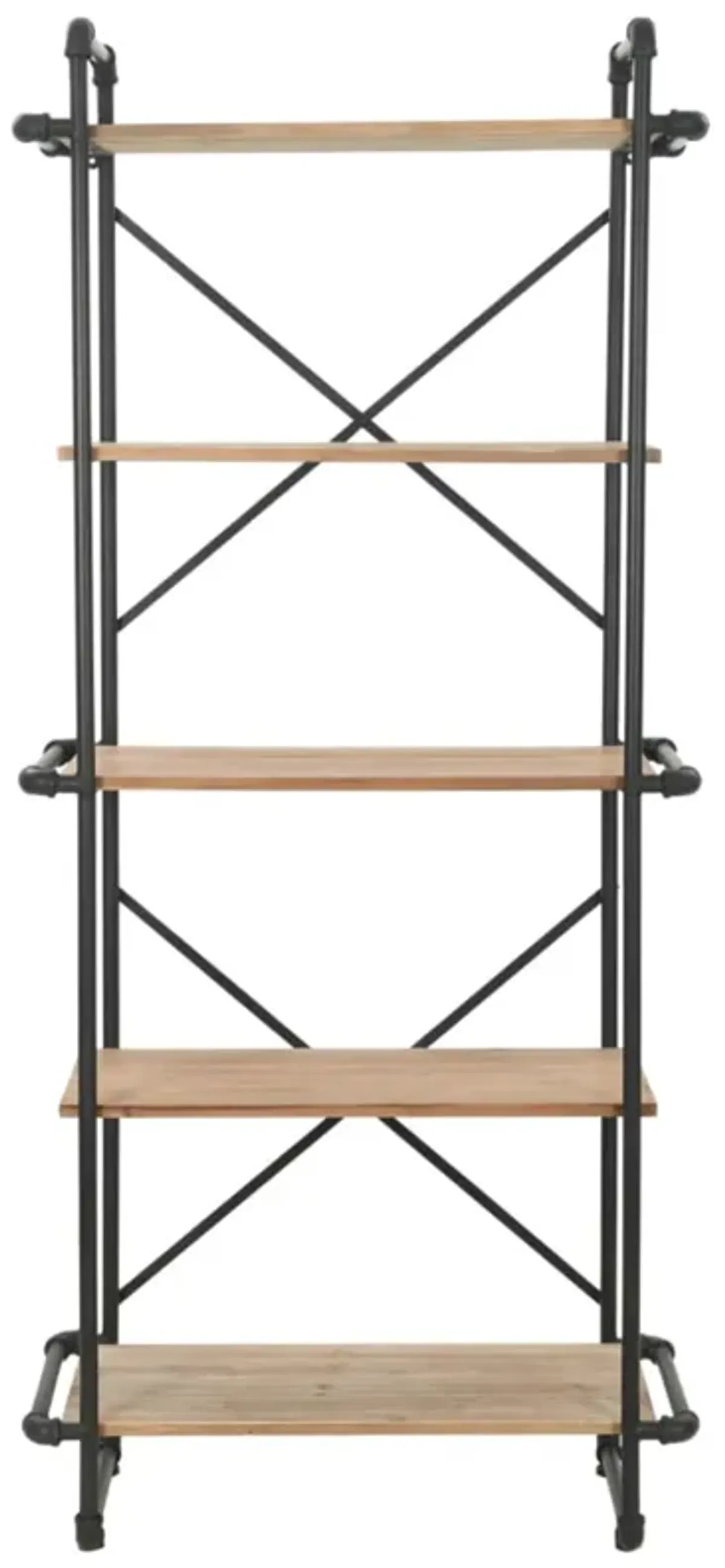 vidaXL Bookcase Solid Firwood and Steel 31.4"x16.5"x70.8"