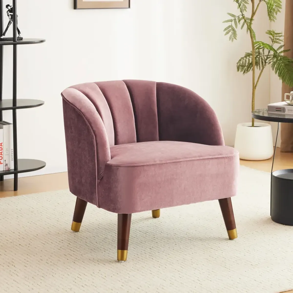 Merax Velvet Barrel Accent Chair