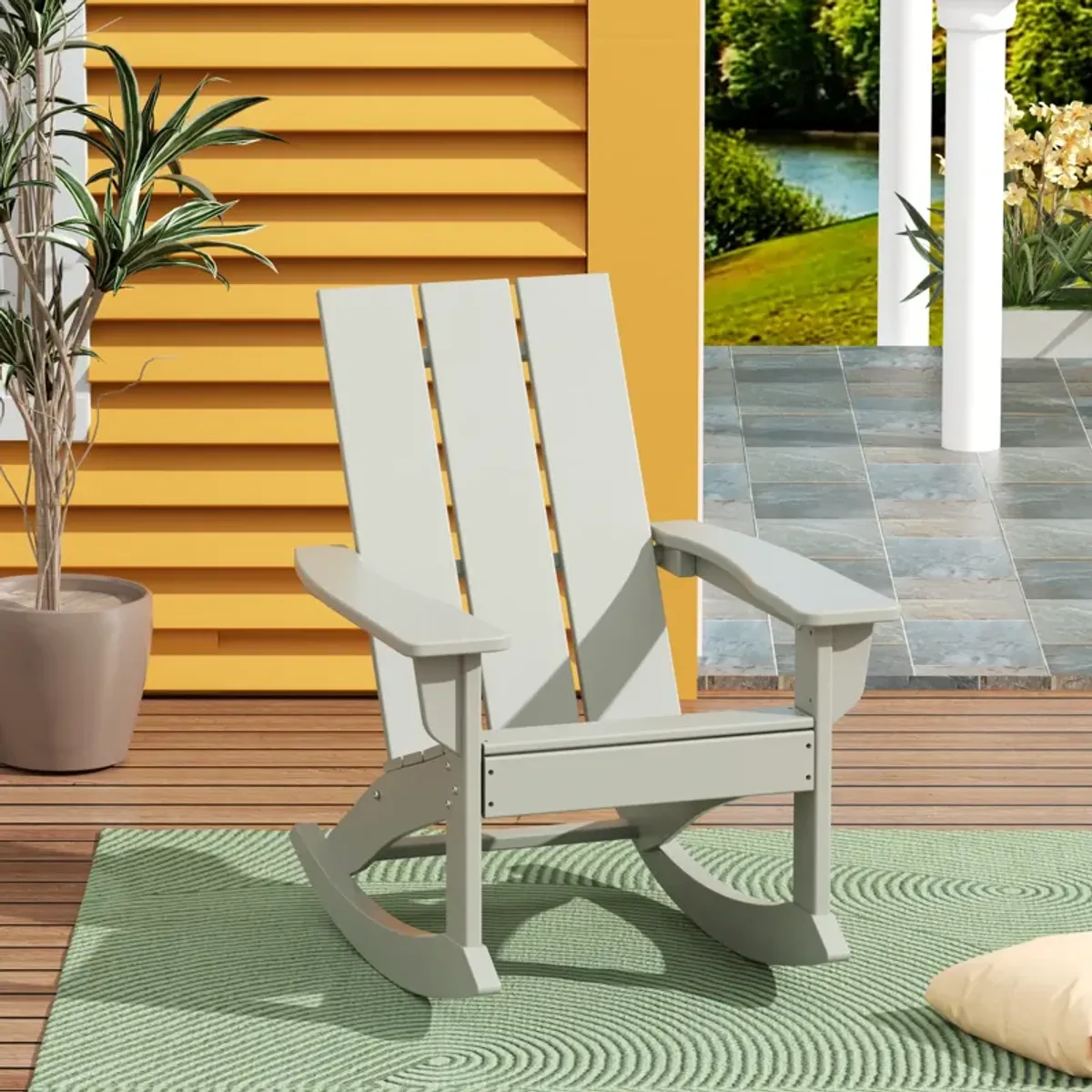 WestinTrends Modern Adirondack Outdoor Rocking Chair