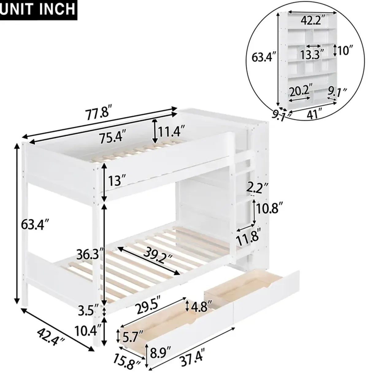 Merax Storage Bunk Bed With 2 Drawers