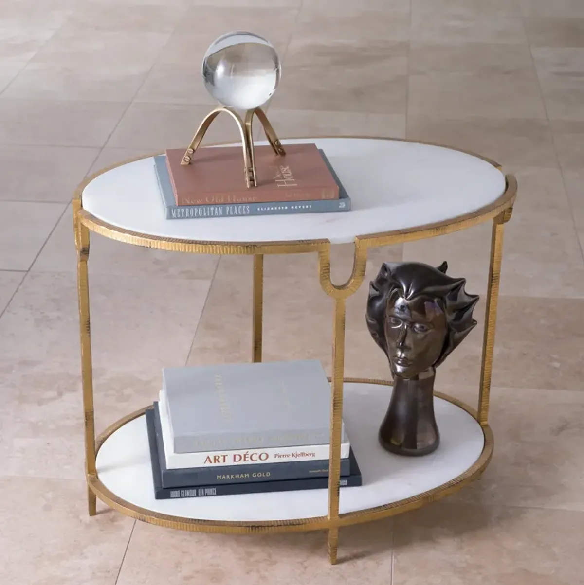 Iron and Stone Side Table