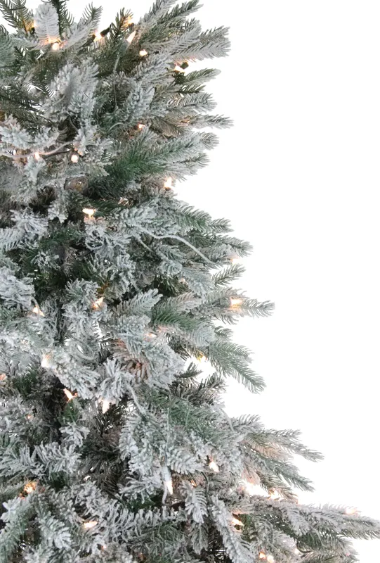 6.5' Pre-Lit Full Flocked Jasper Balsam Fir Artificial Christmas Tree - Clear Lights