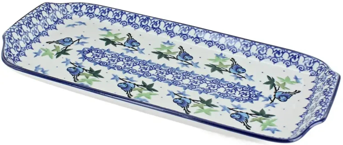 Blue Rose Polish Pottery Spring Tulip Bread Tray