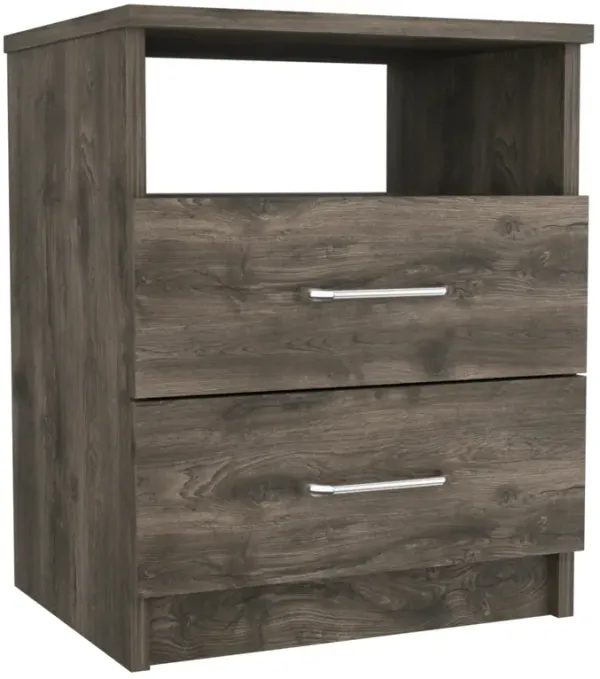 Brookline 2-Drawer 1-Shelf Rectangle Nightstand Dark Brown