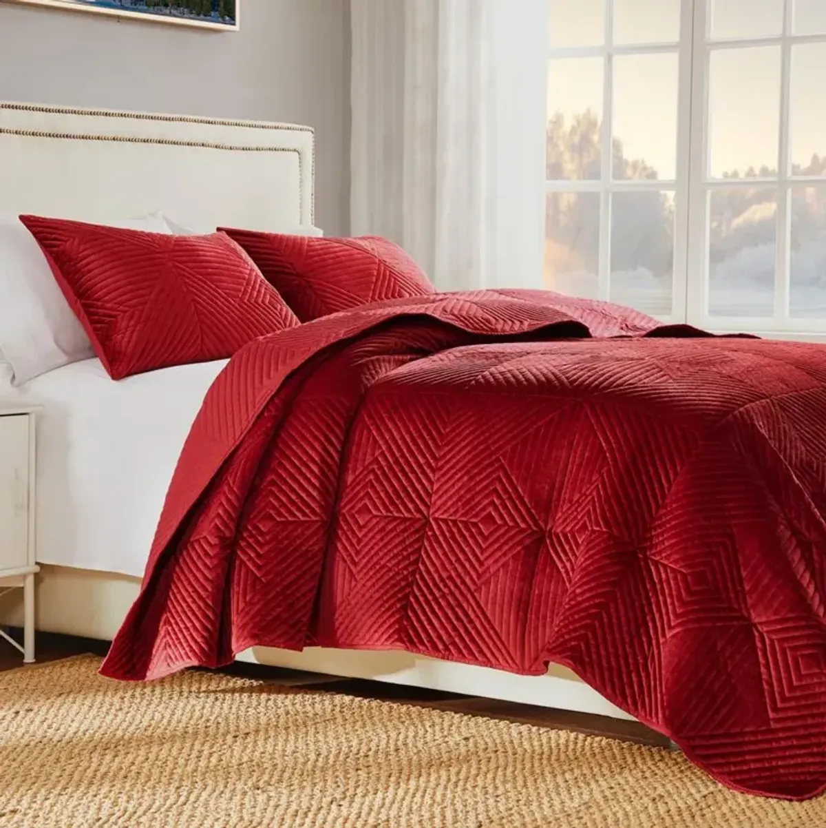 Greenland Home Fashion Riviera Velvet Quilt Set 2 Pieces Quilt Set Including Pillow Sham