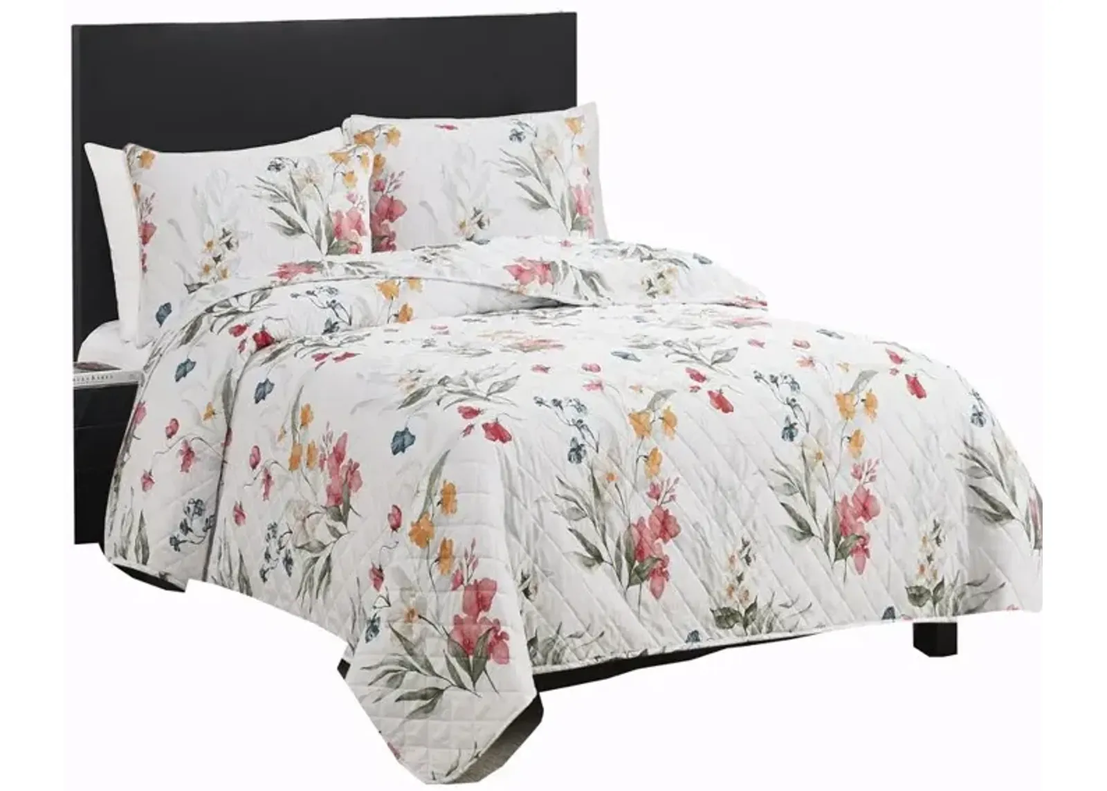 RT Designers Collection Melrose Prato 3-Pieces Elegant Stitched Quilt Set OB Queen Multicolor