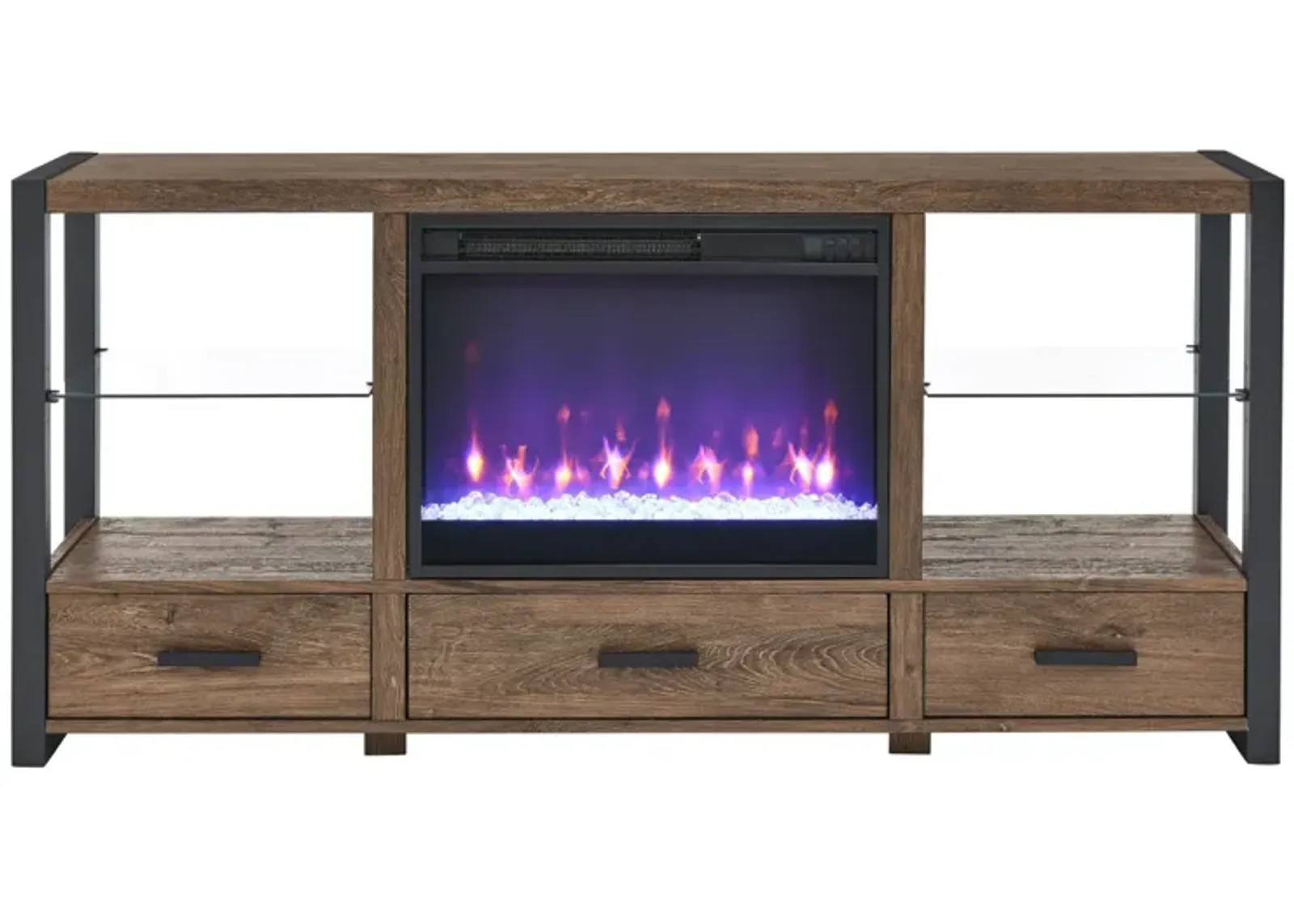 60 Inch Electric Fireplace Media TV Stand With Sync Colorful LED Lights