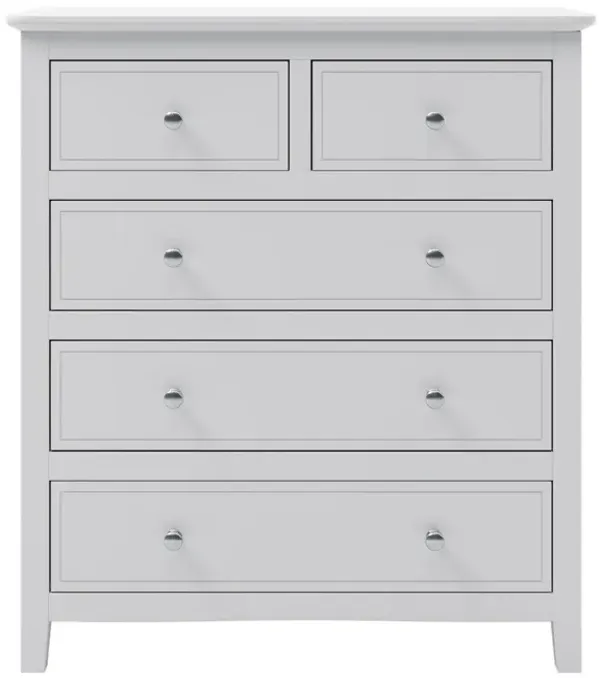 5 Drawers Solid Wood Chest In White