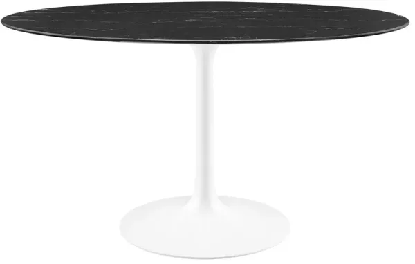 Modway - Lippa 54" Oval Artificial Marble Dining Table White Black
