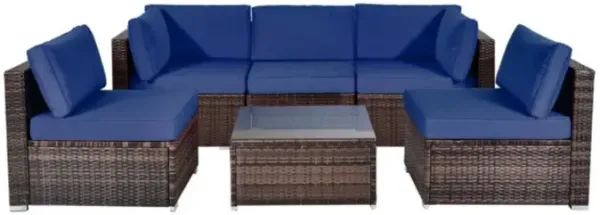 Hivvago 6 Pieces Patio Rattan Furniture Set with Cushions