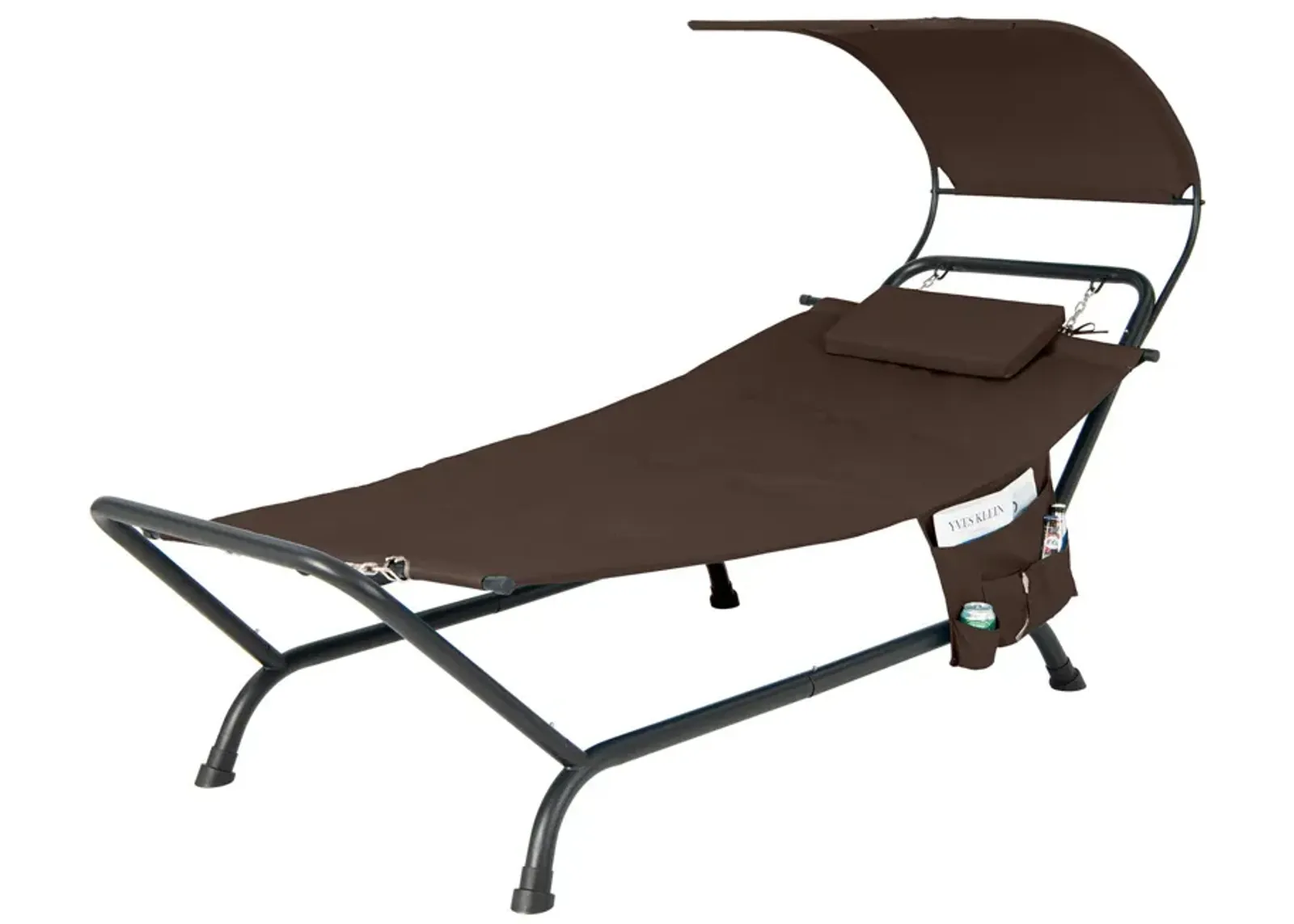 Patio Hanging Chaise Lounge Chair with Canopy Cushion Pillow and Storage Bag