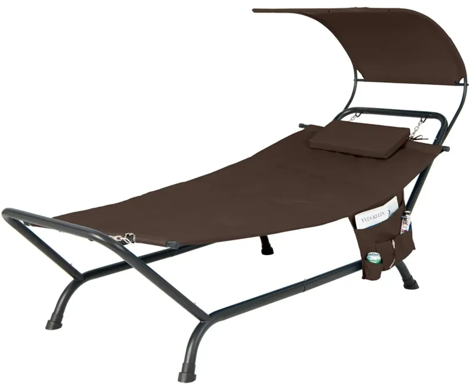 Patio Hanging Chaise Lounge Chair with Canopy Cushion Pillow and Storage Bag