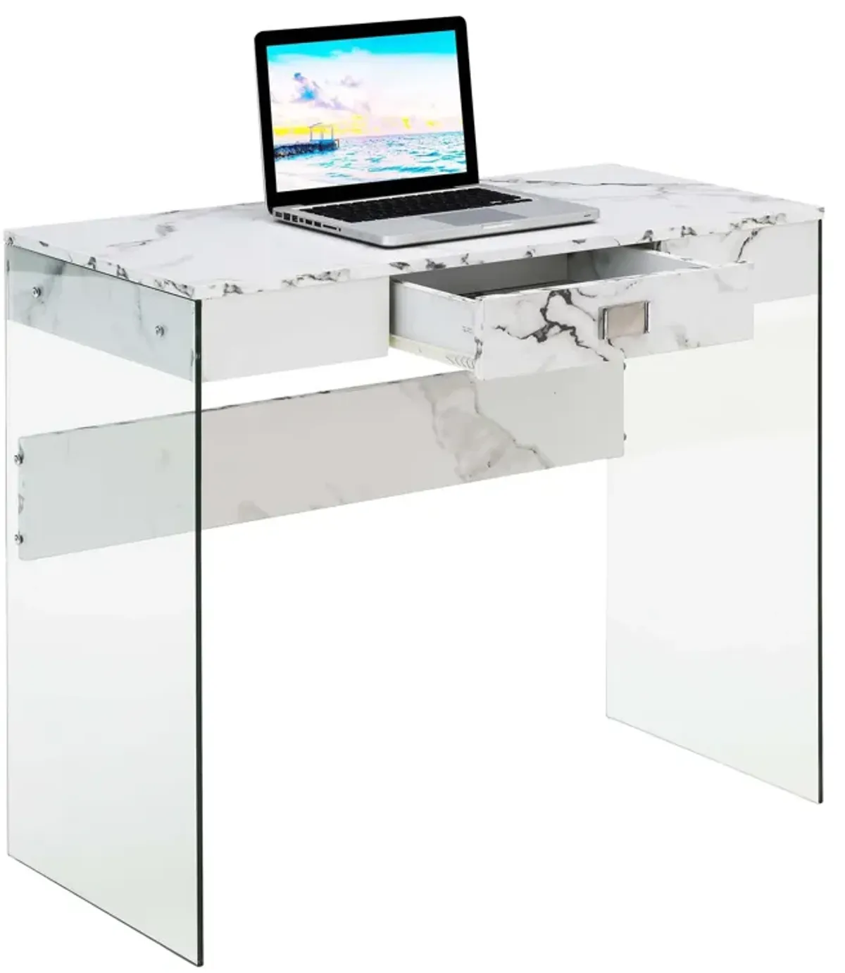 Convenience Concepts SoHo 1 Drawer Glass 36 inch Desk