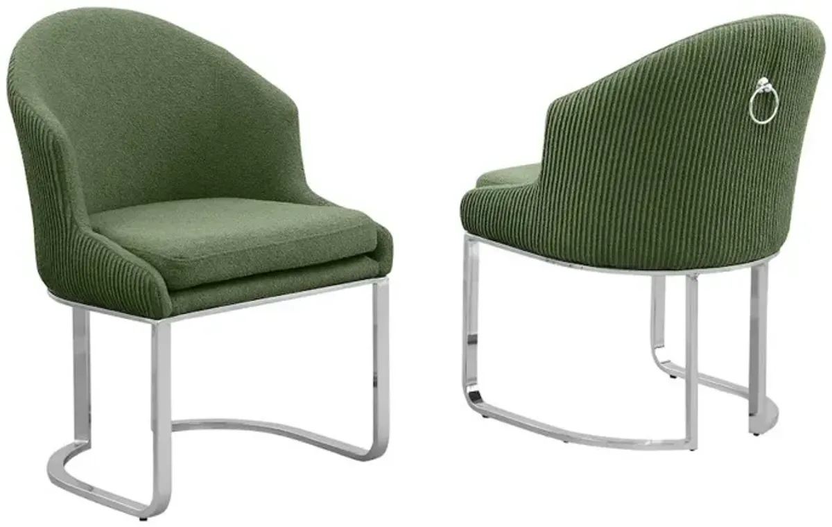 Best Quality Furniture Green With Silver Side Chairs. Set Of Two