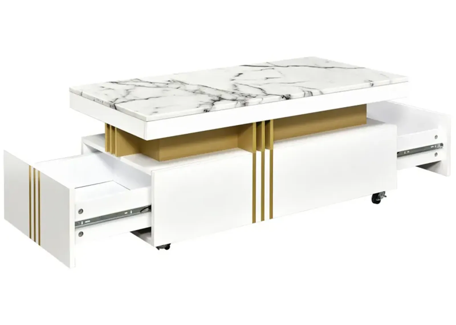 Luxury Marble Top Coffee Table With Wheels