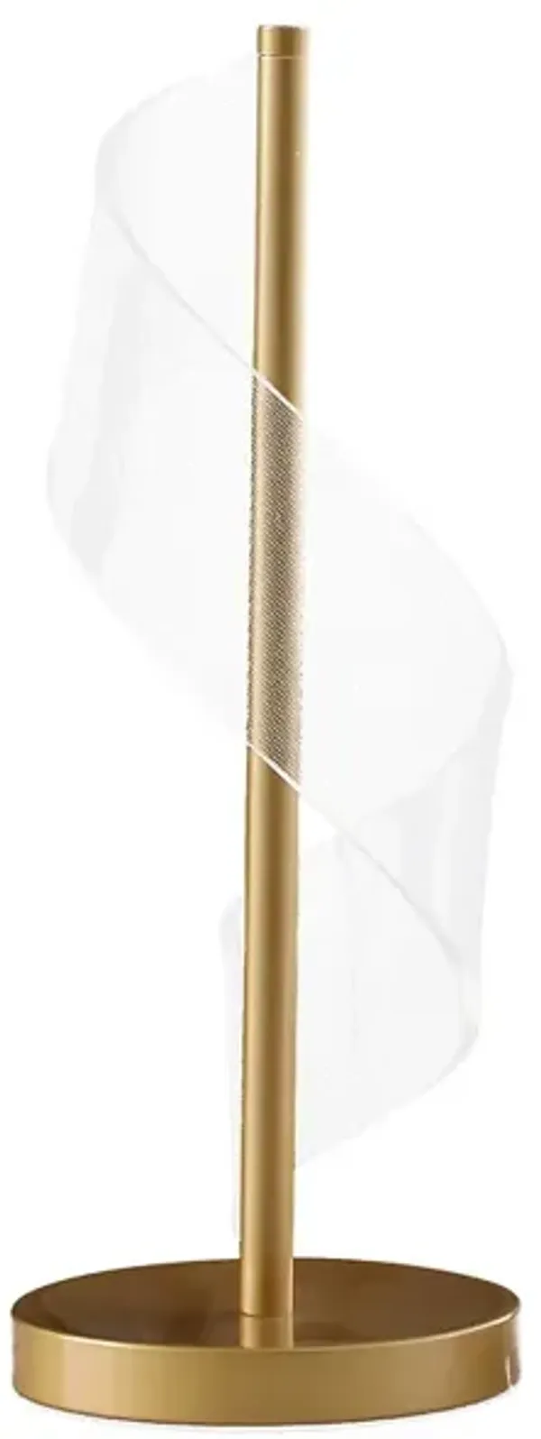 Streamdale Dinamo Modern LED Table Lamp, Swirl Acrylic, Brushed Gold, 18.75