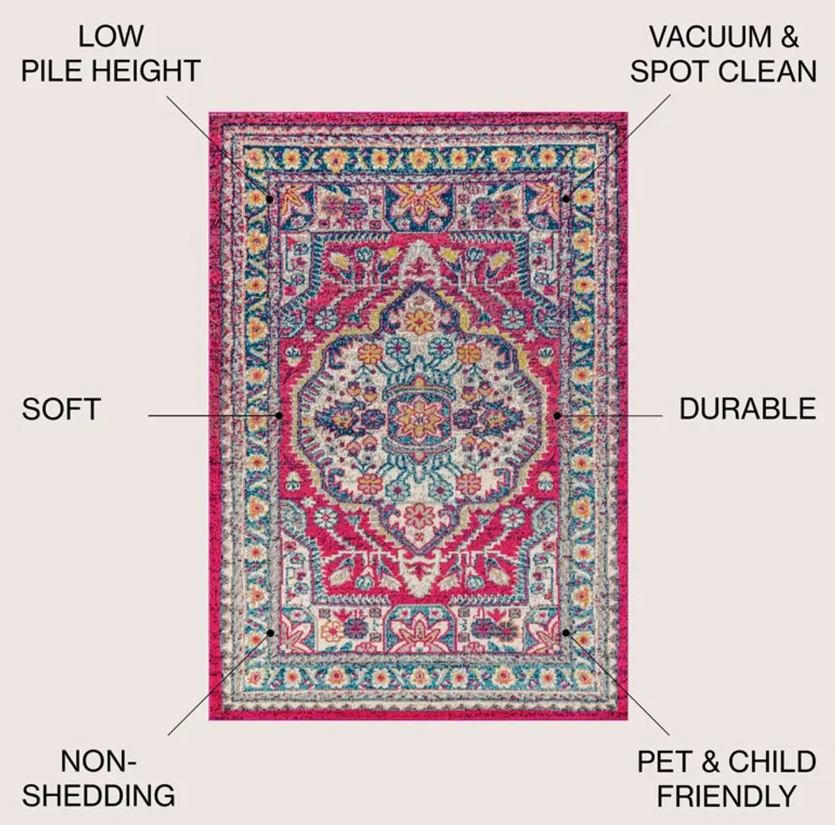 Kristina Bohemian Flair Boho Vintage Medallion Area Rug