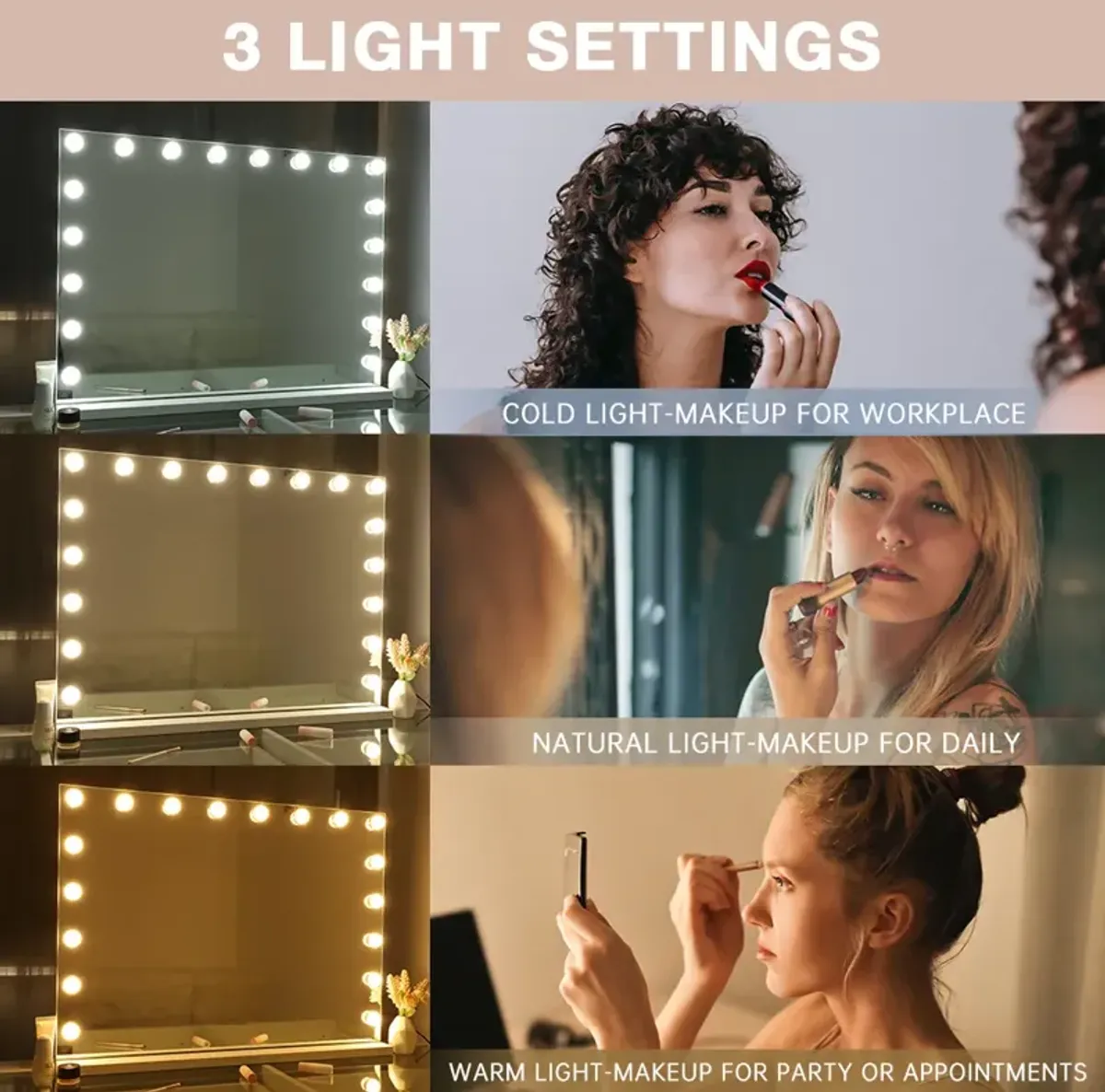 32''x23'' Hollywood Vanity Mirror with Lights Bluetooth