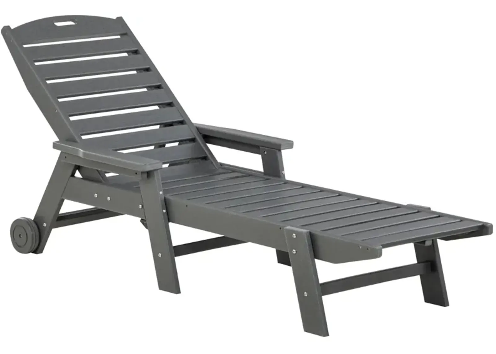 Light Gray Patio Recliner: Adjustable Chaise Lounge Chair with Wheels